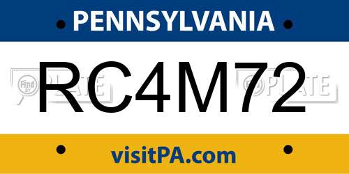 RC4M72 Pennsylvania License Plate