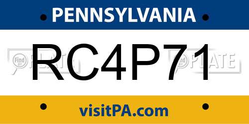 RC4P71 Pennsylvania License Plate