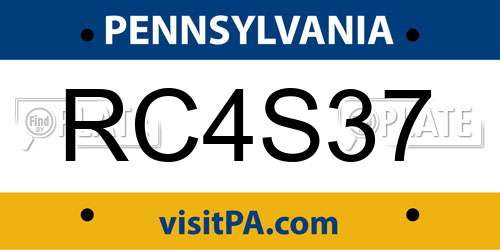 RC4S37 Pennsylvania License Plate