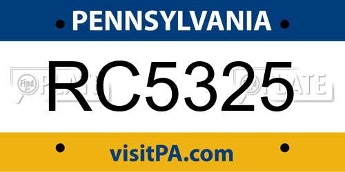 RC5325 Pennsylvania License Plate