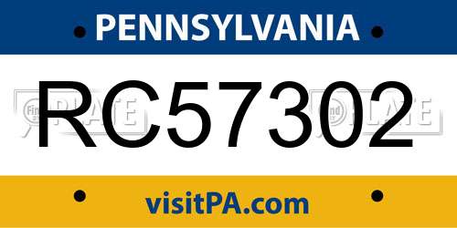 RC57302 Pennsylvania License Plate