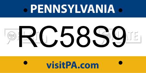 RC58S9 Pennsylvania License Plate