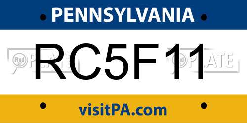 RC5F11 Pennsylvania License Plate