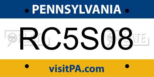 RC5S08 Pennsylvania License Plate