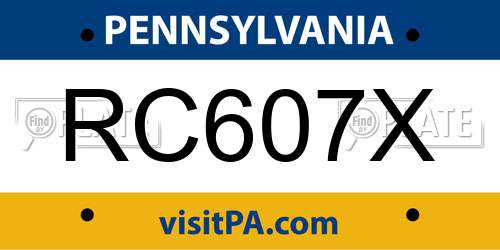 RC607X Pennsylvania License Plate