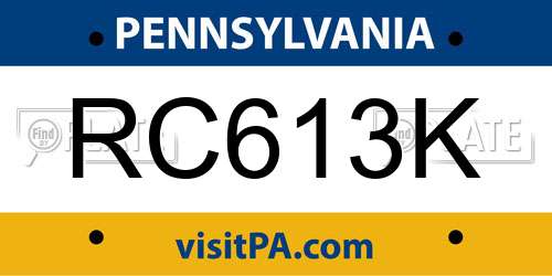 RC613K Pennsylvania License Plate
