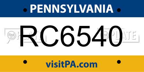 RC6540 Pennsylvania License Plate