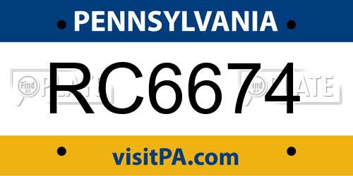 RC6674 Pennsylvania License Plate