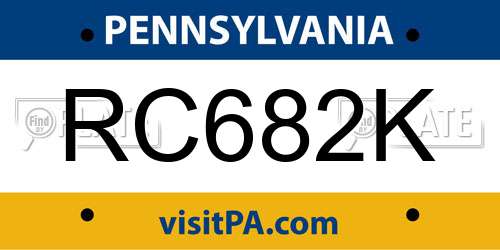 RC682K Pennsylvania License Plate