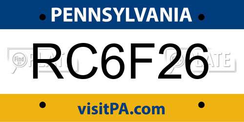 RC6F26 Pennsylvania License Plate