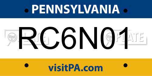RC6N01 Pennsylvania License Plate