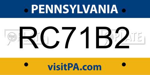 RC71B2 Pennsylvania License Plate