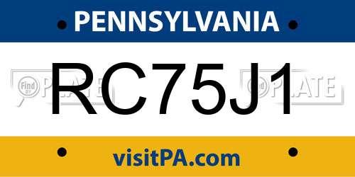 RC75J1 Pennsylvania License Plate