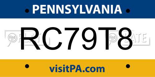 RC79T8 Pennsylvania License Plate
