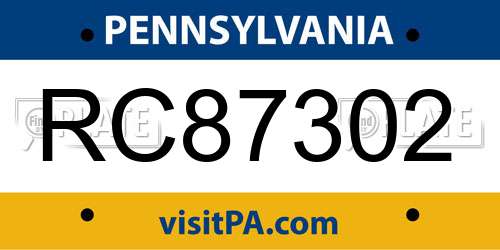 RC87302 Pennsylvania License Plate