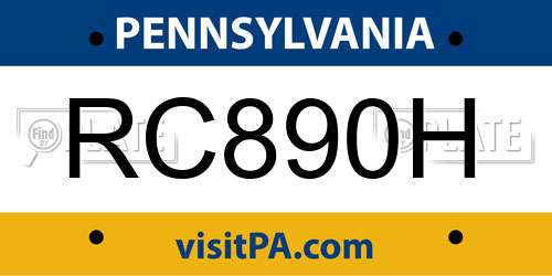 RC890H Pennsylvania License Plate
