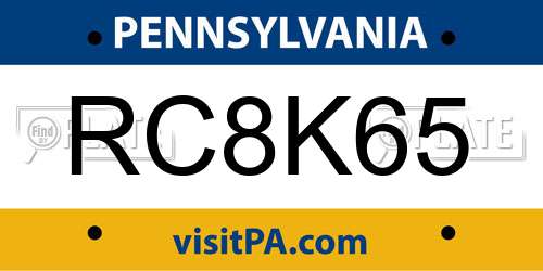 RC8K65 Pennsylvania License Plate