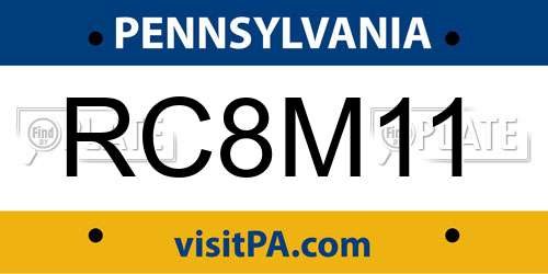 RC8M11 Pennsylvania License Plate