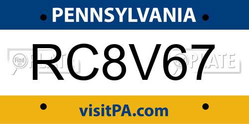 RC8V67 Pennsylvania License Plate