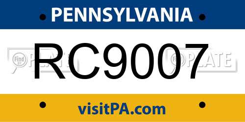 RC9007 Pennsylvania License Plate