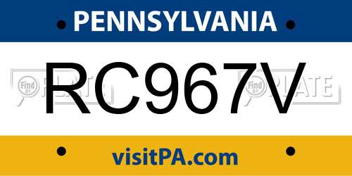 RC967V Pennsylvania License Plate