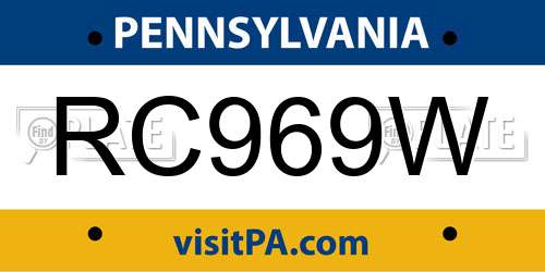 RC969W Pennsylvania License Plate