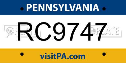 RC9747 Pennsylvania License Plate