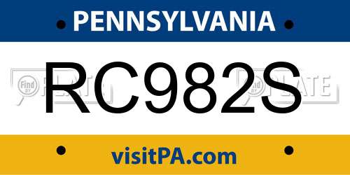 RC982S Pennsylvania License Plate
