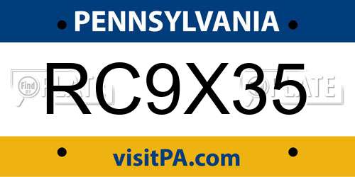 RC9X35 Pennsylvania License Plate