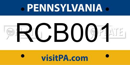 RCB001 Pennsylvania License Plate