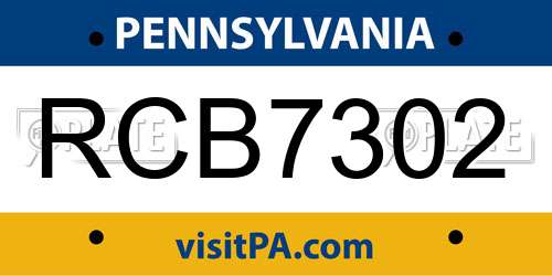 RCB7302 Pennsylvania License Plate