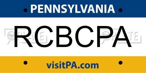 RCBCPA Pennsylvania License Plate
