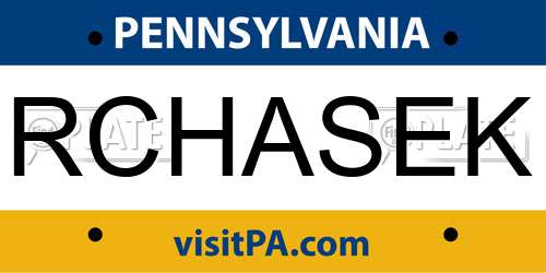 RCHASEK Pennsylvania License Plate