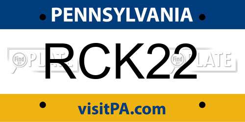RCK22 Pennsylvania License Plate
