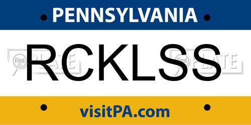 RCKLSS Pennsylvania License Plate