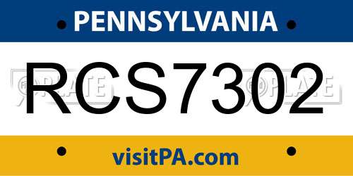 RCS7302 Pennsylvania License Plate
