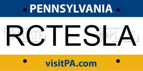 RCTESLA Pennsylvania License Plate