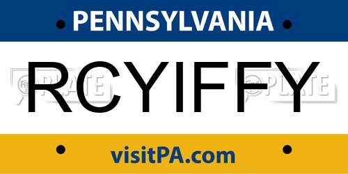 RCYIFFY Pennsylvania License Plate