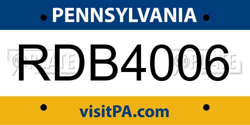 RDB4006 Pennsylvania License Plate