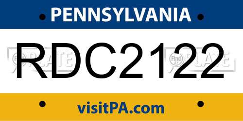 RDC2122 Pennsylvania License Plate