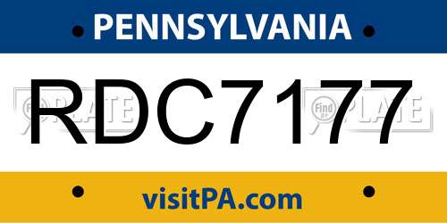 RDC7177 Pennsylvania License Plate