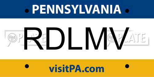 RDLMV Pennsylvania License Plate