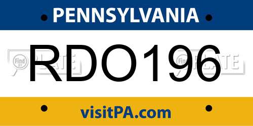 RDO196 Pennsylvania License Plate