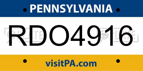 RDO4916 Pennsylvania License Plate