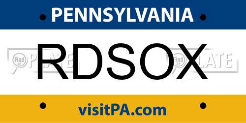 RDSOX Pennsylvania License Plate