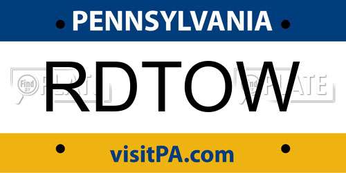 RDTOW Pennsylvania License Plate