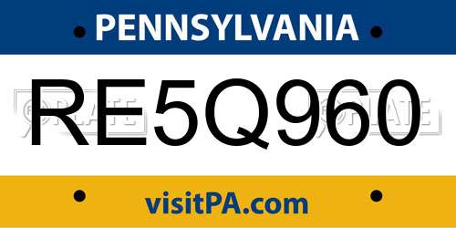 RE5Q960 Pennsylvania License Plate
