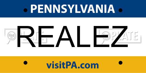 REALEZ Pennsylvania License Plate