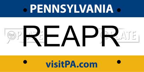 REAPR Pennsylvania License Plate