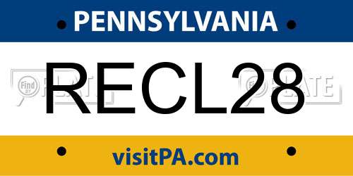 RECL28 Pennsylvania License Plate